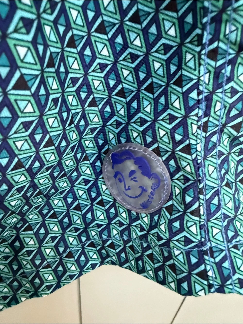 Mr.Swim Teal and Navy Geometric Swim Shorts